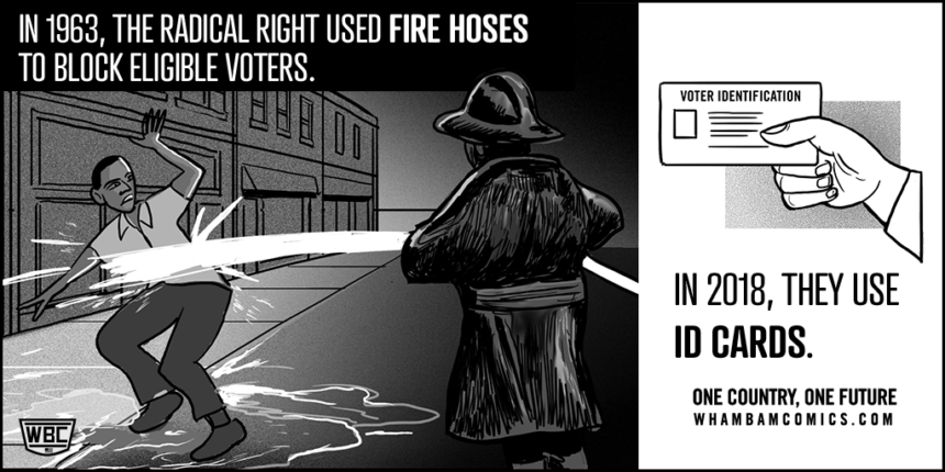 Vote: One Country, One Future (fire hoses)